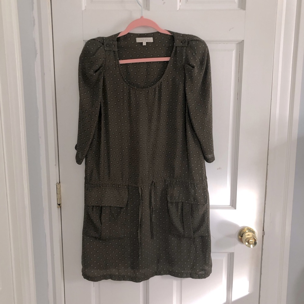 Sandro Olive Green Patterned Tunic Dress